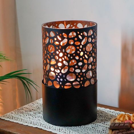 29 cm de Haut Brasero en métal et Verre Noir pour la Décoration