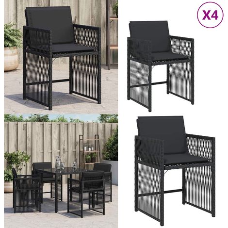 Chaises de jardin lot de 4 avec coussins noir résine tressée - Chaise De Jardin - Fauteuil De Jardin - Mobilier De Jardin - Résine Tressée - Rotin Synthétique - Home & Living (1/5)