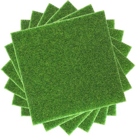Lot de 6 pelouses artificielles miniatures décoratives - 15 x 15 cm - Gazon artificiel pour bricolage, jardin - Gazon artificiel miniature - Décoration de jardin miniature (1/5)