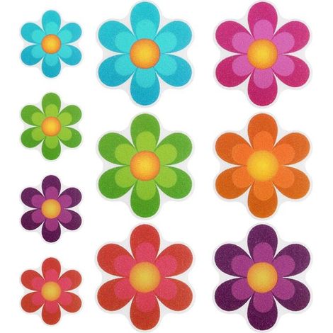 10 pegatinas antideslizantes de seguridad con forma de flor, autoadhesivas de goma para baño, alfombrilla antideslizante para suelo de bañera (1/5)
