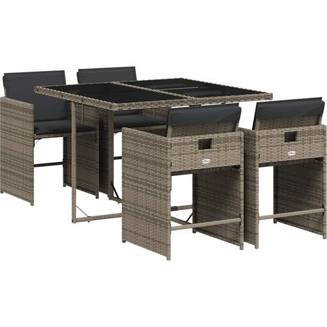 Maison Exclusive - Set comedor de jardín 5 piezas con cojines rat (1/5)