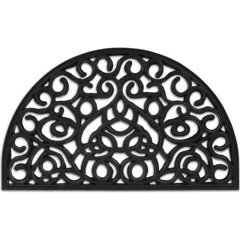 Relaxdays rubber door mat, 75 x 45 cm, weatherproof, non-slip doormat, semi-circular, for indoor and outdoor use, black (1/5)