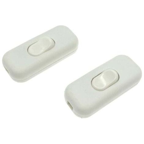 2x interrupteur de cordon en ligne bipolaire maximum 6A blanc, interrupteur en ligne isolant bipolaire, accepte 1-2 fils ronds ou plats, interrupteur torpille pour petit appareil ou la