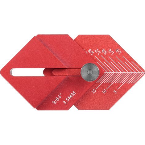 Righello multifunzionale per falegnameria, righello di misurazione per la lavorazione del legno con scala imperiale/metrica, rosso, adatto per tagliare finestre, porte, armadi e per installazioni (1/5)