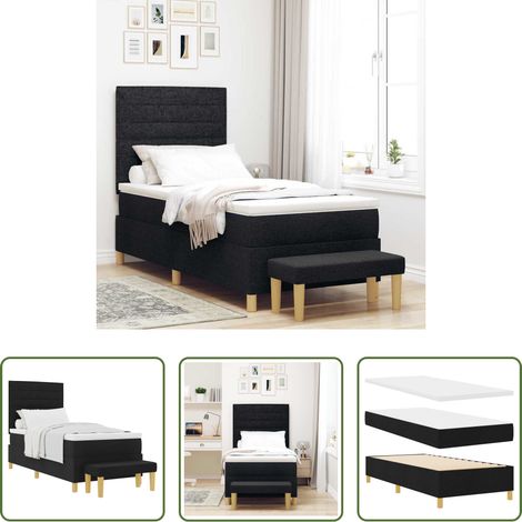 Matelas en mousse - Lit à ressorts avec matelas Noir 80 x 200 cm tissu (1/5)