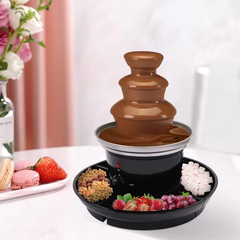 Fontaine à chocolat à 3 niveaux - Avec assiette à fruits - Pour fêtes, anniversaires, mariages, chocolats, fromages