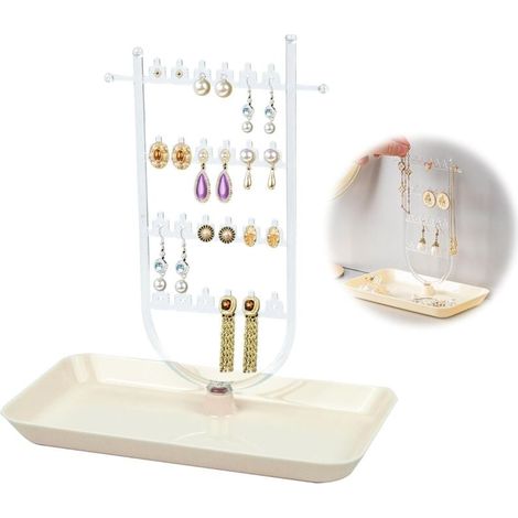 Ohrringhalter mit Ablage, Schmuckständer, Ohrringhalter für Damen zur Aufbewahrung von Ketten, Ohrringen, Ringen und Armbändern, Schmuckorganizer, 1 Stück (1/4)