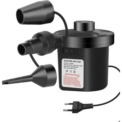 KLVGTIFS PU - Pompe à air électrique, gonfleur et dégonflage, AC240V, avec 3 buses, pompe à palette haute puissance pour matelas gonflable (1/5)
