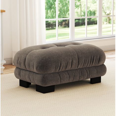 Pouf ottomano marrone in tessuto chenille OKWISH 112 x 68 x 52 cm (1/5)