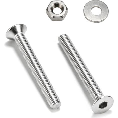Lot de 45 vis M4 x 30 mm, vis à tête fraisée et écrous en acier inoxydable, assortiment de vis de machine avec rondelles et écrou (1/5)