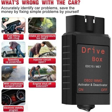 Drive Box EDC15/ME7 OBD2 IMMO Désactivateur Activat OBD2 Drive Box IMMO Désactivateur Activateur Accessoires de voiture