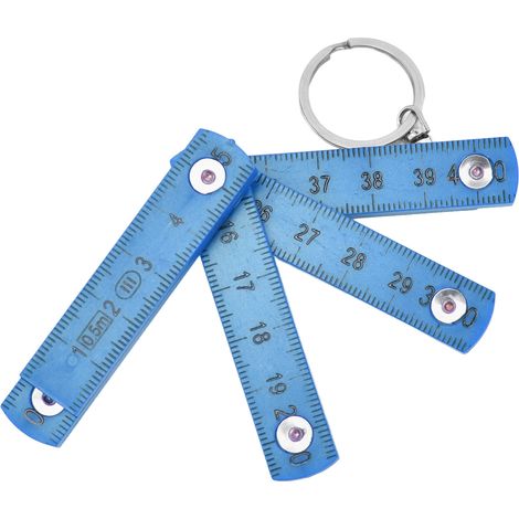 Lot de 2 règles pliantes portables en ABS de 0,5 m avec anneau porte-clés pour la menuiserie et la pose de carrelage (bleu). (1/5)