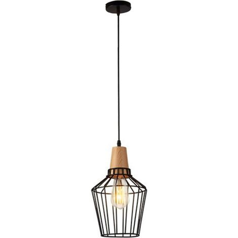 Lustre rétro E27, suspension en fer cage à oiseaux créative, suspension en métal creux, plafonnier pour restaurant, ampoule non incluse (1/5)