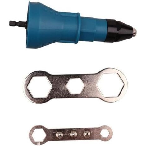 Embout de rivetage pour rivet aveugle - Adaptateur de foret à riveter - Pour visseuse sans fil et perceuses - Bleu - 16 x 5,8 cm (1/4)