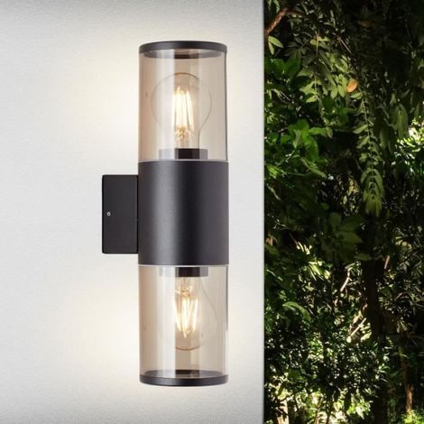 Applique extérieure SERGIORO - BRILLIANT - noir depoli - 2xE27 20W - aluminium/plastique - IP44 (1/3)