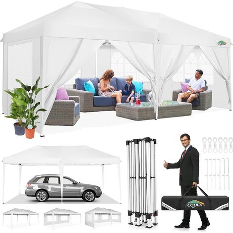 Faltpavillon 3x6m wasserdicht mit 6 Seitenwänden, UV-Schutz, wetterfest (1/5)