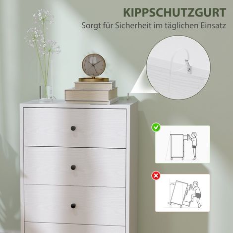 Meuble à tiroirs buffet 4 tiroirs en panneaux de bois, rangement moderne pour salon chambre couloir, armoire à tiroirs blanche 47x29x75 cm (1/5)