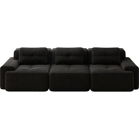 3-Sitzer modulares Sofa aus schwarzem Cord, ohne Montage (1/5)