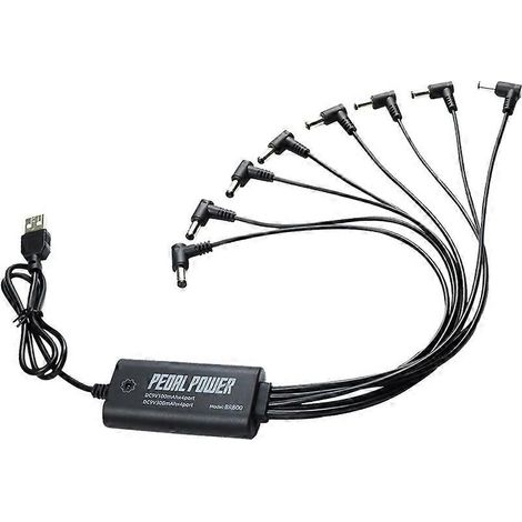 Alimentation pour pédales d'effets de guitare avec 8 sorties coudées à 90° isolées (9 V CC) pour pédalier d'effets, entrée USB 5 V. (1/5)