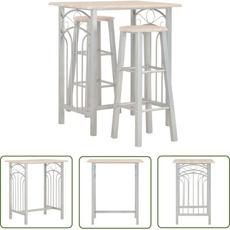 The Living Store 3-tlg. Bar-Set Holz und Stahl - Holztisch - Stahlttisch - Bar Set - Gartenmöbel - Bistrotisch (1/5)