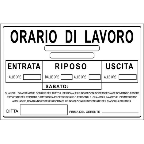 Signes de signaux d'usage civil pour les chantiers de construction et les clubs Orario di lavoro