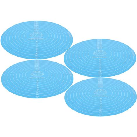 TOYANDONA 4 Pièces Tapis de Cuisson Silicone Antiadhésif Rond Résistant Haute Température pour Pâtisserie Pétrissage et Pâtisserie Tapis de Cuisson Mesure pour Cuisine Bleu'-'- (1/5)