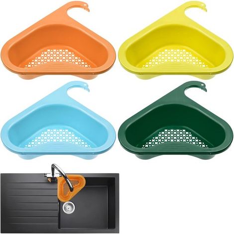 Colador de fregadero de 4 piezas，rejilla de drenaje，filtro de colador colgante，cesta de drenaje de cocina de plástico，colador para verduras (1/2)