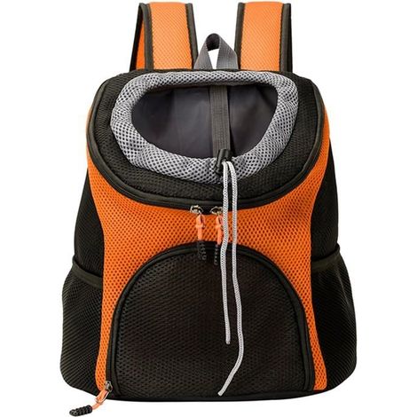 (Farbe: Orange) Hundetragetasche, kleiner und mittelgroßer Hunderucksack, Katzenrucksack mit Dachfenster (L 31 x B 22 x H 32 cm)