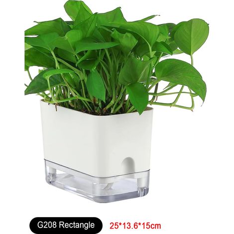 (G208) Nouveau pot de fleurs à arrosage automatique magnétique en plastique avec corde en coton auto-absorbante pour plantes à double étage - Accessoires de jardin (1/4)