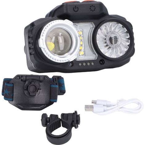 Tragbare, wiederaufladbare LED-Stirnlampe mit intelligenter, wasserdichter Taschenlampe und Akkuanzeige für Radfahren und Camping (1/5)