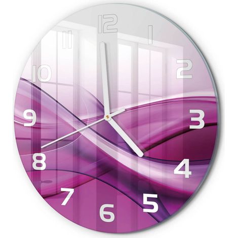 Horloge Murale Ronde Design Artistique Verre Trempé Déco Salon Cuisine Arrière-plan de vague fi 30 cm (1/5)