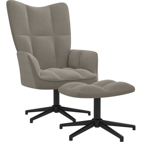 Chaise de relaxation avec repose-pied Gris clair Velours 2 (1/5)