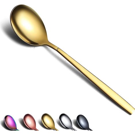 Cuillère À Soupe - Acier Inoxydable Titane Doré - Résistant À La Corrosion - Pour Service De Table - Lot De 6 (1/5)