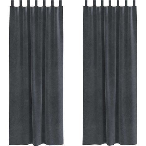 Rideaux occultants 2 pcs Gris clair 140 x 260 cm Velours (1/4)