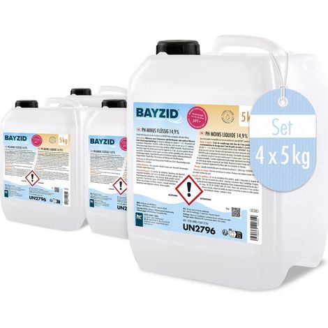 4x 5 kg BAYZID® pH Minus flüssig 14,9%