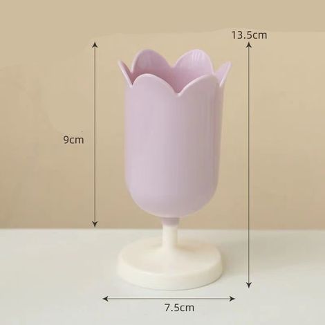 Set mit 2 tulpenförmigen Stiftehaltern aus Kunststoff zur Aufbewahrung von Make-up und Büroartikeln – Helllila