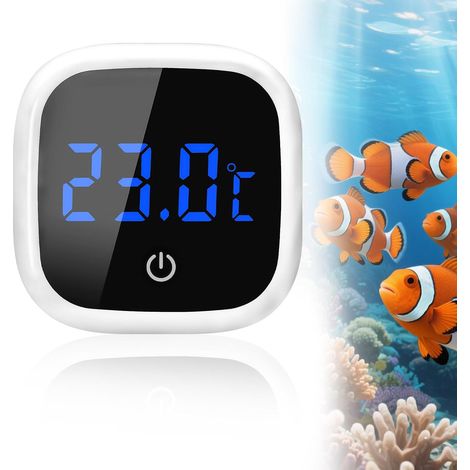 Thermomètre d'aquarium numérique avec affichage LED - Thermomètre pour aquariums d'eau douce et d'eau de mer - Mini thermomètre avec capteur de haute précision pour réservoir à poissons (1/5)