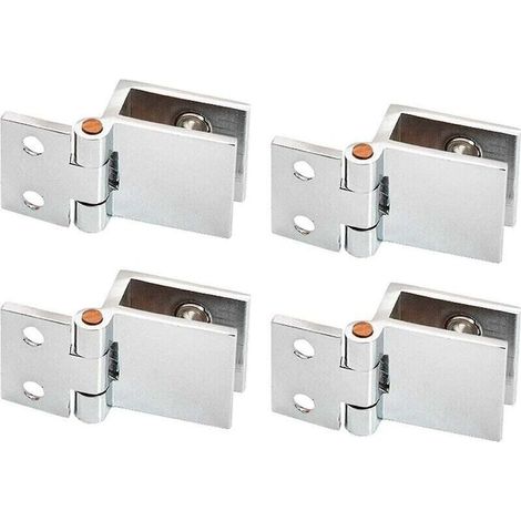 Glas-Scharnier aus Legierung, 4 Stück Glastür-Clipscharnier für Glastüren, 0 Grad, Glasscharnier ohne Bohren für Glastüren (1/4)