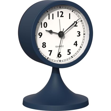 Réveil analogique mignon de 7,6 cm, petite horloge de table rétro à piles, horloge de bureau en métal mince avec lumière pour décoration (1/5)