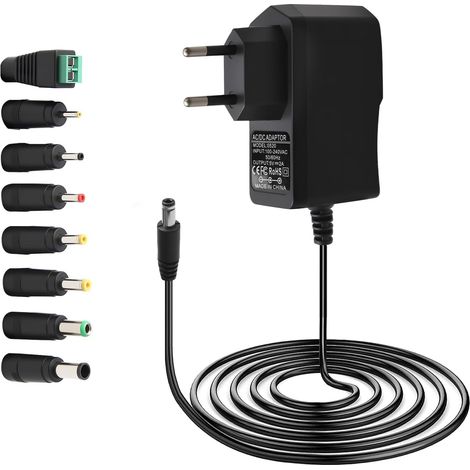 Alimentation 5 V 2 A transformateur CA/CC avec 8 connecteurs CC pour tels Que tablettes téléphones hubs USB caméras de vidéosurveillance (1/5)