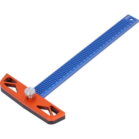 T-förmiges Lineal aus Aluminiumlegierung, 2 Rückwände, 2 nutzbare Längen, blau, verstellbar, flexibel, Markierungswerkzeug für Holzbearbeitung, T-300 mm (1/5)