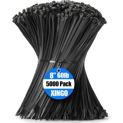 Lot de 5000 Attaches autobloquantes Nylon PA66 Noir Résistance 27kg Intérieur Extérieur Câblage Jardin (1/5)