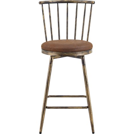 Tabouret de bar en métal style Windsor avec siège rembourré, hauteur comptoir, design industriel (1/5)