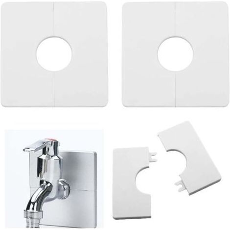 2-teilige Duscharmatur-Rosette, weiß, PVC-Armaturenrosette, selbstklebende quadratische Rohrabdeckungen, Rohrabdeckung für Duschschlauch mit 33 mm Durchmesser (1/5)