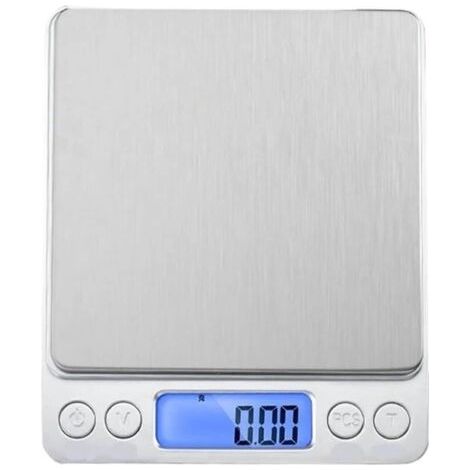 Digitale Mini-Küchenwaage im Taschenformat aus Edelstahl, präzise elektronische Waage für Schmuck, wiegt auf das nächste Gramm genau (0,01 g / 500 g) (1/5)