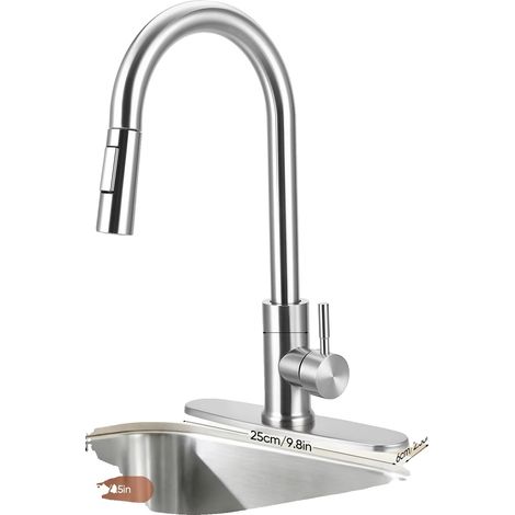 Grifo de cocina, manguera retráctil, dos modos de rociado, color plata. (1/2)