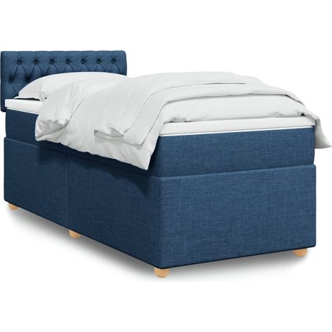 Boxspringbett mit Matratze Blau 90x200 cm Stoff
