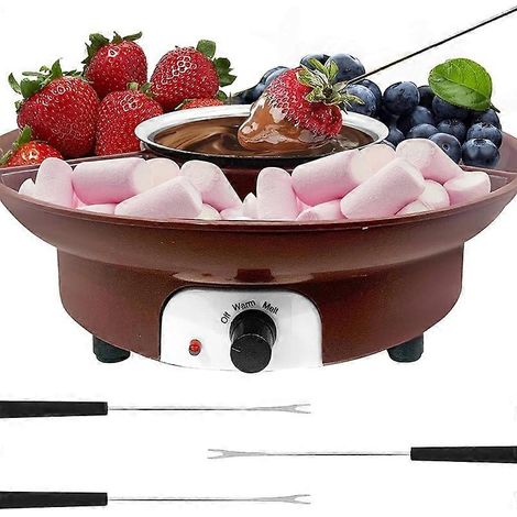 Appareil à fondue au chocolat - Fontaine à dessert électrique avec 4 fourchettes et plateau de service - Mel (1/5)