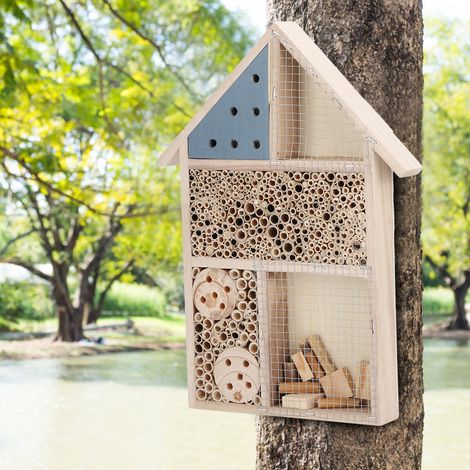 Nichoir en bois pour abeilles, hôtel à insectes, abri, décoration de jardin, boîte à nids (1/5)