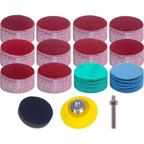 Disques de Ponçage Papier de Verre 50mm 240 Pièces Papier de Ponçage 2 Pouces Grain 60/80/120/180/240/320/400/600/800/1000/2000/3000 Abrasifs Rond pour Ponçage d'Automobile de Meubles en Bois (1/5)
